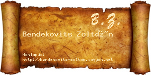 Bendekovits Zoltán névjegykártya
